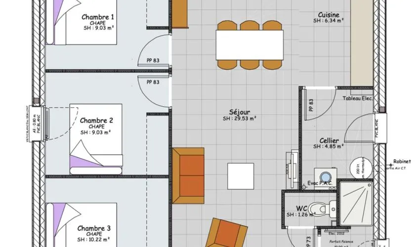 Projet de construction d'une maison 75 m² avec terrain à SAINT-ROMAIN-SOUS-GOURDON (71)